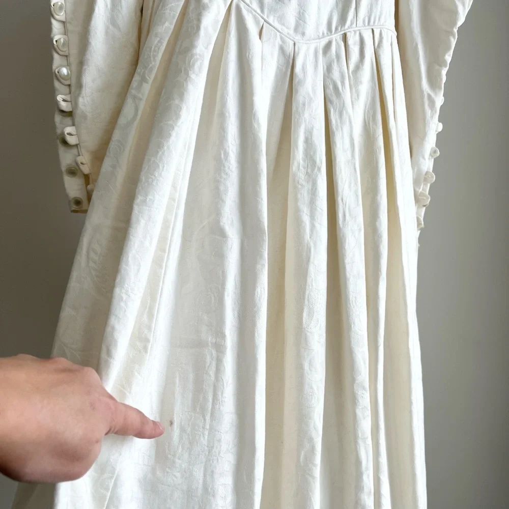 80s Vintage Laura Ashley Cottagecore Prairie White Dress Puff Sleeves US8 / UK10 - Picture 11 of 11